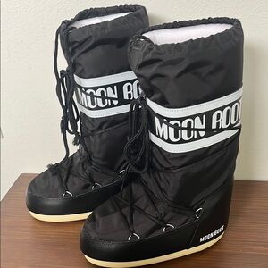 Moon Boot Classic Black and White Snow Boots